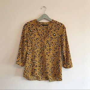 Zara | Yellow Leopard Print Popover Top
